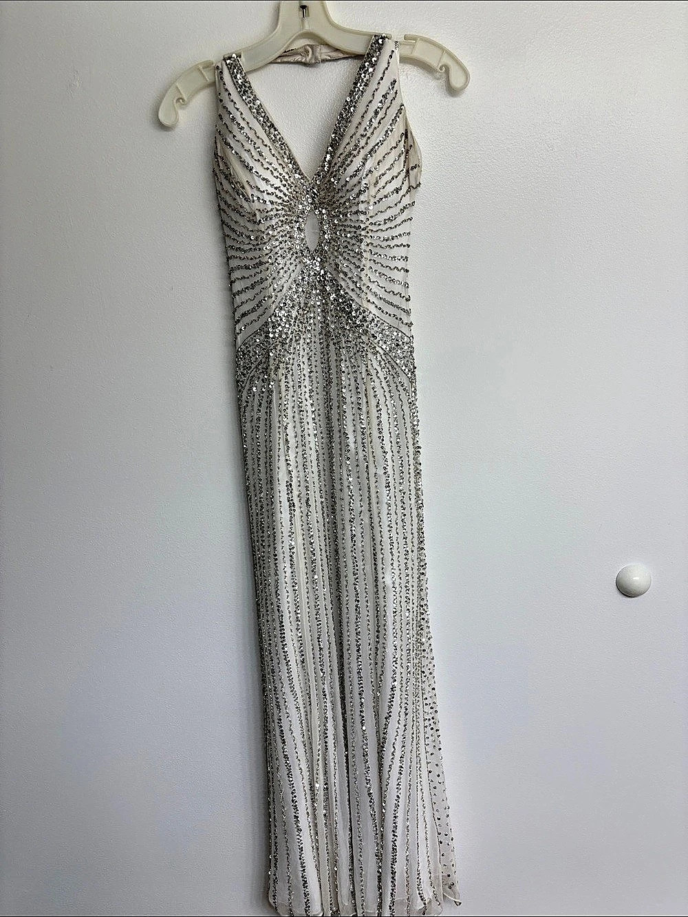 Silver Embellished Formal Dress Like New